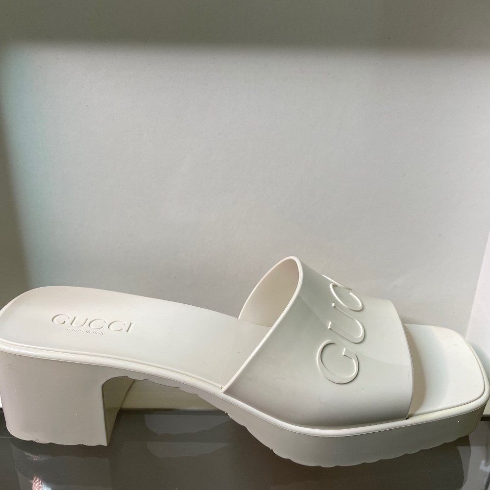 Gucci rubber block heel White rubber (item still available)
